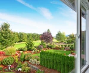Skyline windowing method for crisp backyard views.